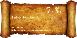 Takó Norbert névjegykártya